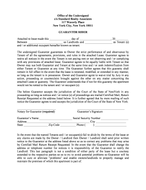 Guarantor Rider for Lease Agreement