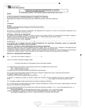 Convention de formation professionnelle continue