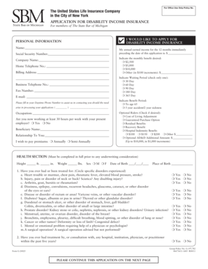 Disability Income Insurance Application