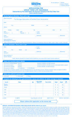 Group Term Life Insurance Application