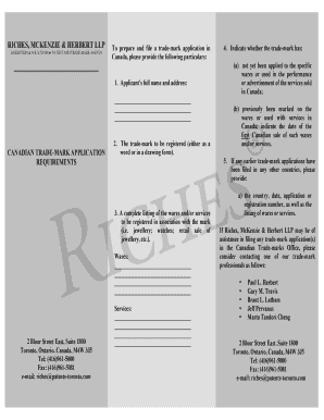 Canadian Trademark Application Form