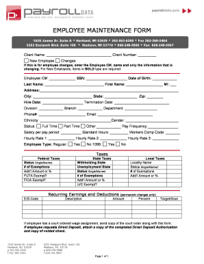 Employee Maintenance Form
