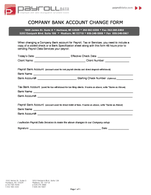 Company Bank Account Change Form