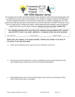 CMP VINS Educator Survey