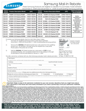 Samsung Mail-In Rebate Form