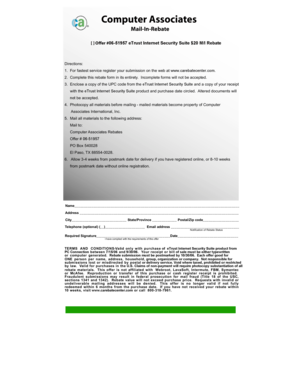 Computer Associates Mail-In Rebate Form