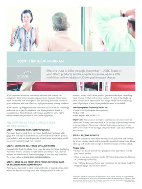 3Com Trade-Up Program Claim Form