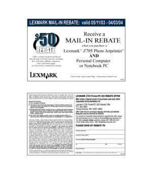 Lexmark Z705 Printer Rebate Form