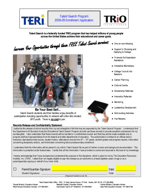 Talent Search Program Enrollment Application