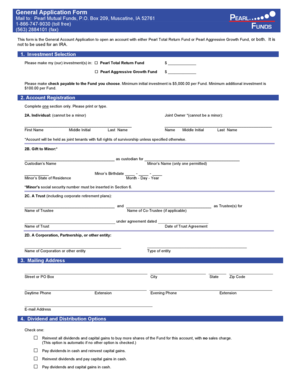 Pearl Mutual Funds General Account Application
