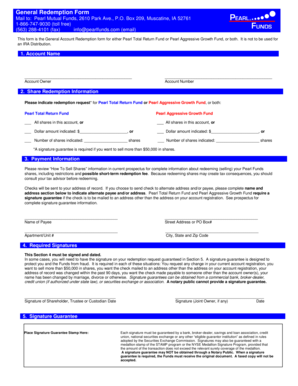 Pearl Mutual Funds Redemption Form