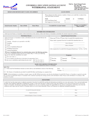 Coverdell ESA Withdrawal Statement
