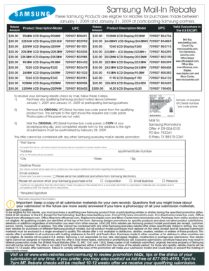 Samsung Mail-In Rebate Form