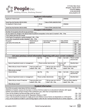 Rental Housing Application