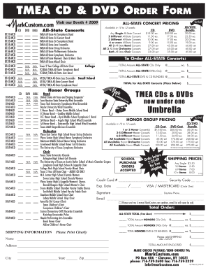 TMEA CD & DVD Order Form