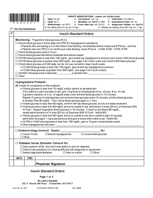 Insulin Standard Orders