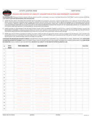 Release and Waiver of Liability Agreement