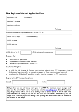 Child Trust Fund Registered Contact Application Form