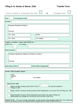 Pilling & Co JISA Transfer Form