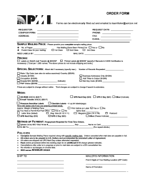 PMI List Rental Order Form