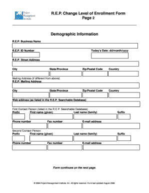 R.E.P. Change Level of Enrollment Form