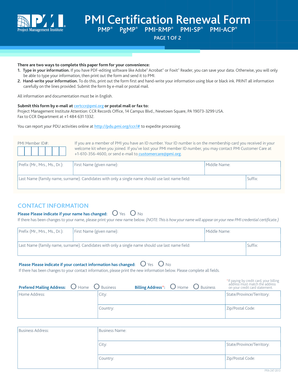 PMI Certification Renewal Form