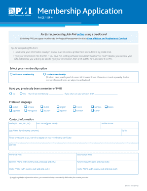 PMI Membership Application Form