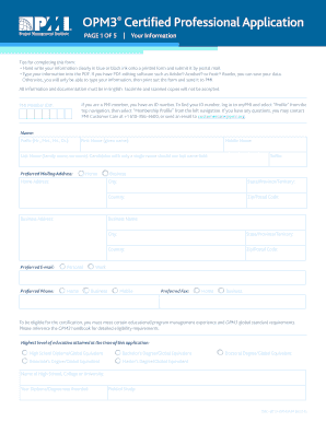 OPM3 Certified Professional Application