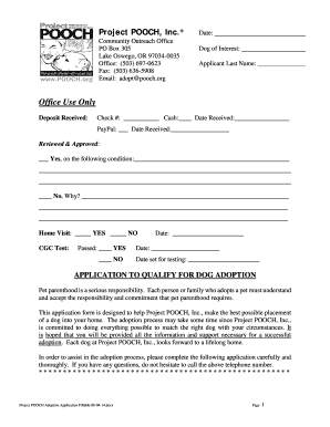 Project POOCH Dog Adoption Application