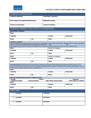 Company Account Application Form