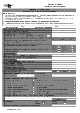 Cyprus Taxpayer Registration Form