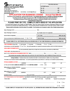City of Seattle Business License Application