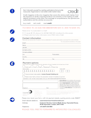Credit Magazine Subscription Form