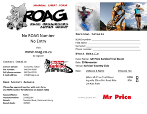 Mr Price Karkloof Trail Blazer Registration Form