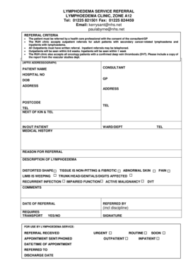 Lymphoedema Service Referral Form