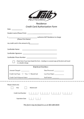 Credit Card Authorization Form