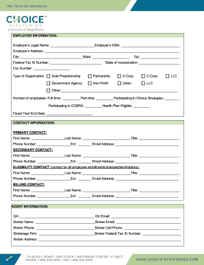 HRA/FSA/DCA Master Application