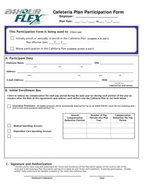 Cafeteria Plan Participation Form