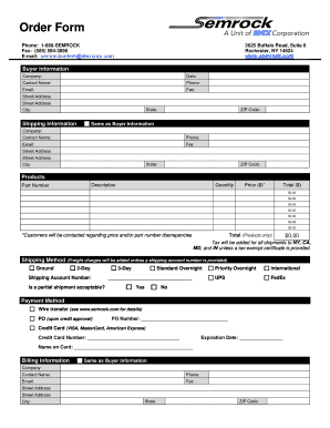Semrock Order Form