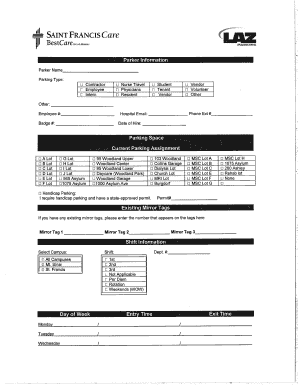 Apartment employment verification form - PARKING VERIFICATION FORM - Saint Francis Hospital... - stfranciscare