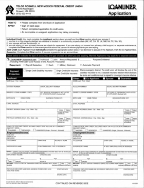 Telco Roswell Credit Union Loan Application