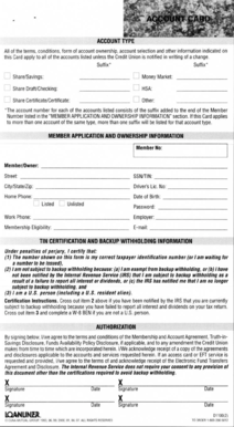 Credit Union Account Application Form