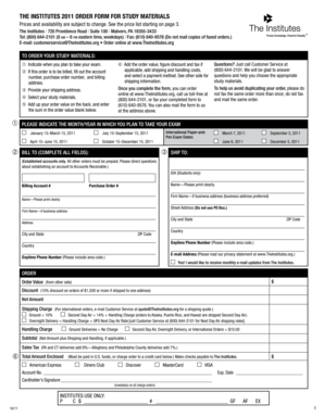 The Institutes 2011 Study Material Order Form