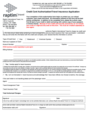 Credit Card Authorization and Travel Insurance Application