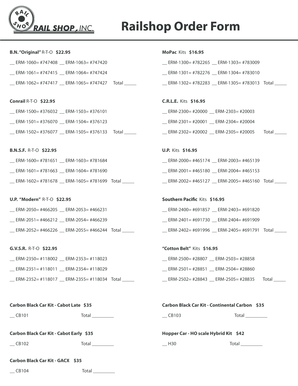 Railshop Order Form