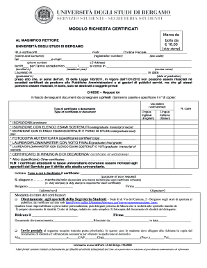Modulo Richiesta Certificati