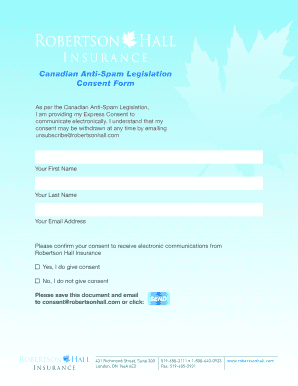 Canadian Anti-Spam Legislation Consent Form