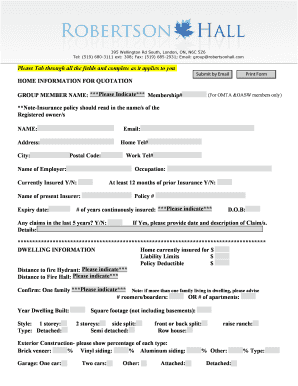 Home Insurance Quotation Form