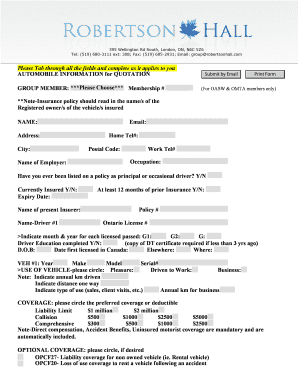 Automobile Insurance Quotation Form