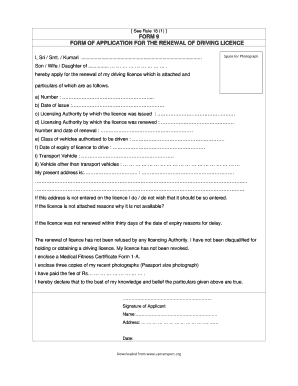 Driving Licence Renewal Application